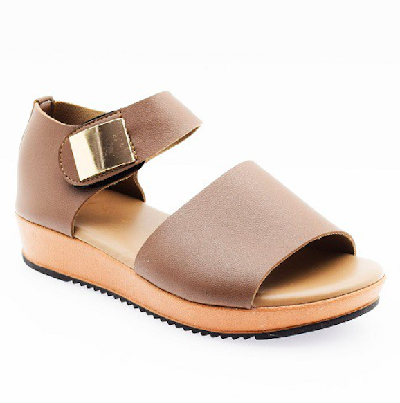 RS001 Comfy Peep Toe Flat Sandal Khaki