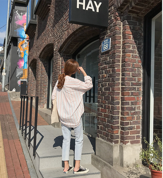 VW12352 Casual Stripe Top Red