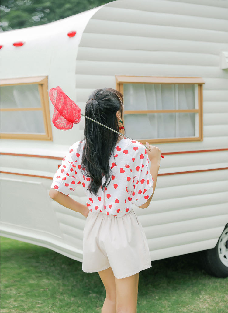 VW12322 Classic Printed Top Red