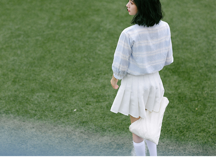 VW12323 Sweet Checker Top Blue