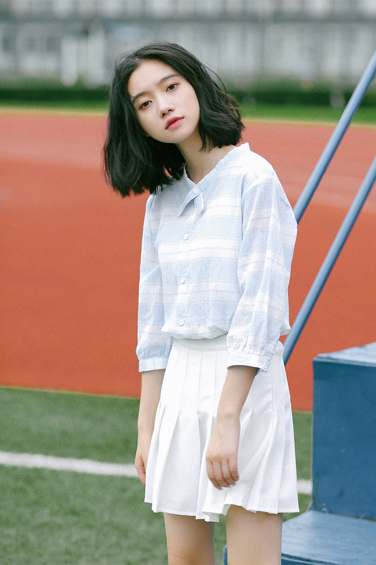 VW12323 Sweet Checker Top Blue