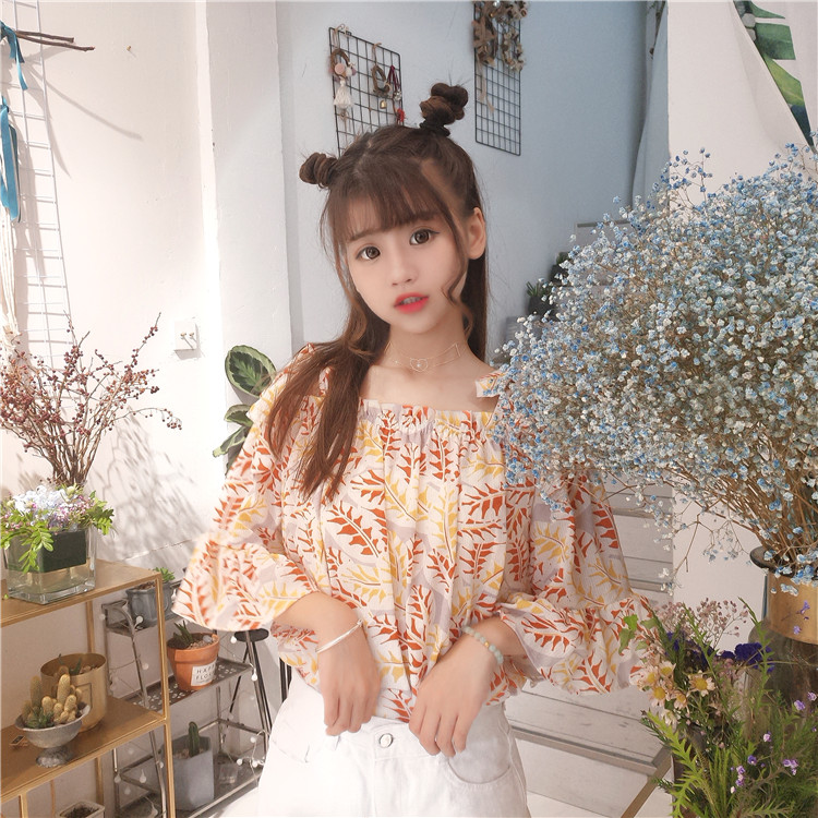 VW12324 Charming Printed Top Orange