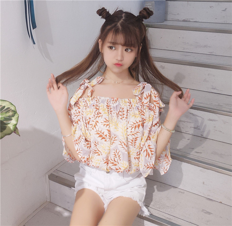 VW12324 Charming Printed Top Orange