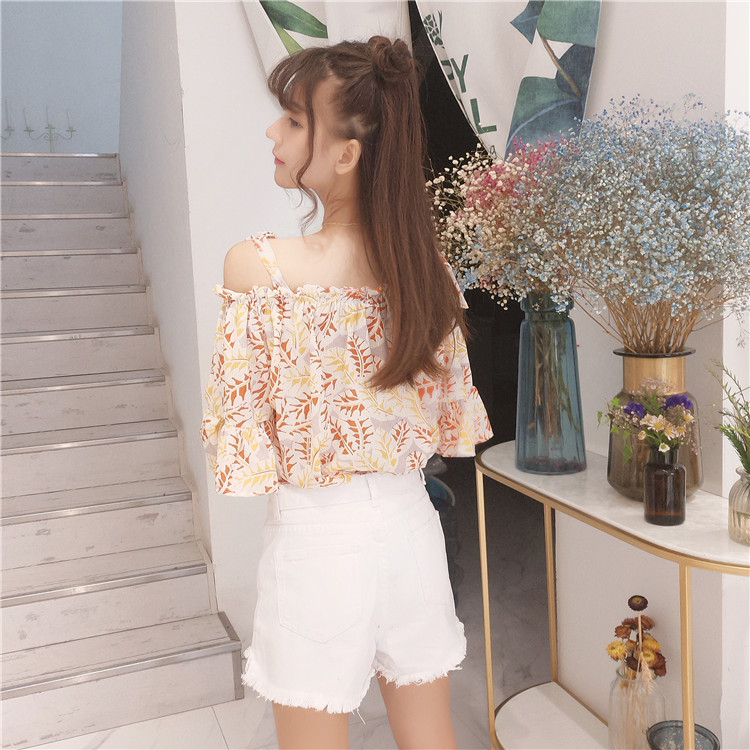 VW12324 Charming Printed Top Orange