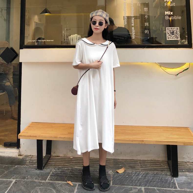 VW12325 Stylish Collar Dress White