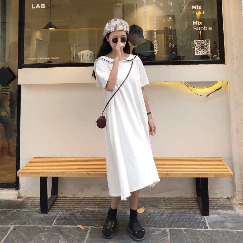 VW12325 Stylish Collar Dress White