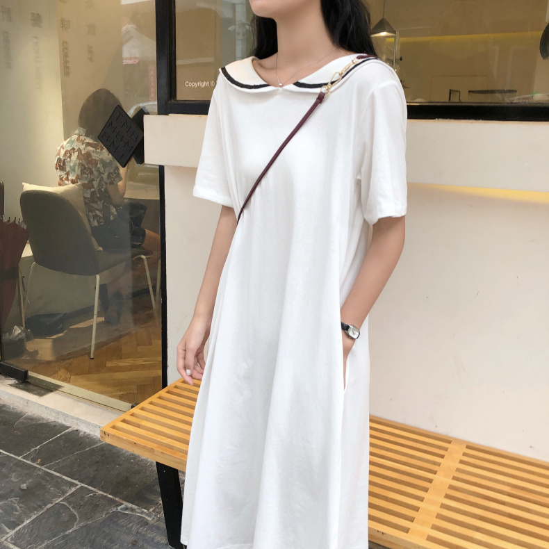 VW12325 Stylish Collar Dress White