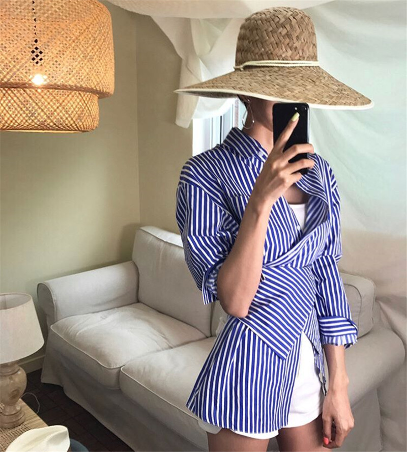 VW12326 Fashion Stripe Top Blue