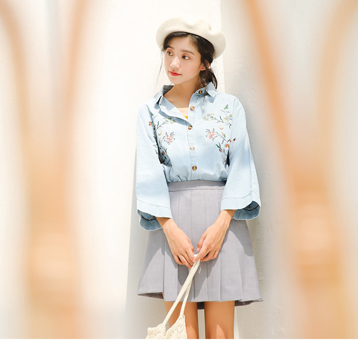 VW12329 Lovely Denim Top Blue