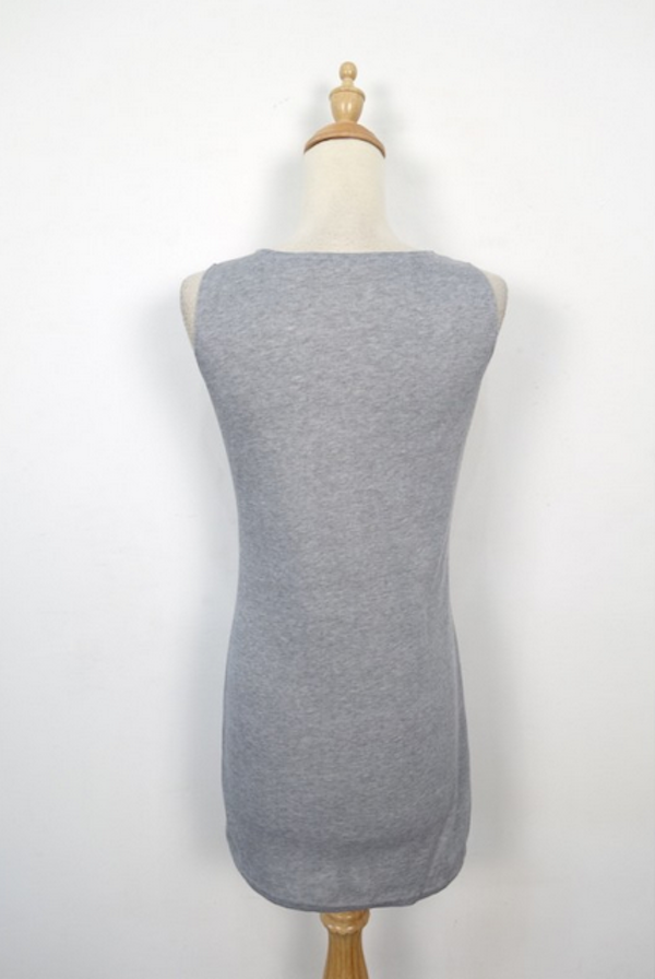 WD21540 Basic Front Zip Dress Grey