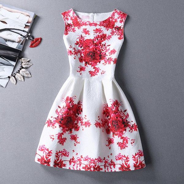 WD21557 Lovely Flower Dress Red