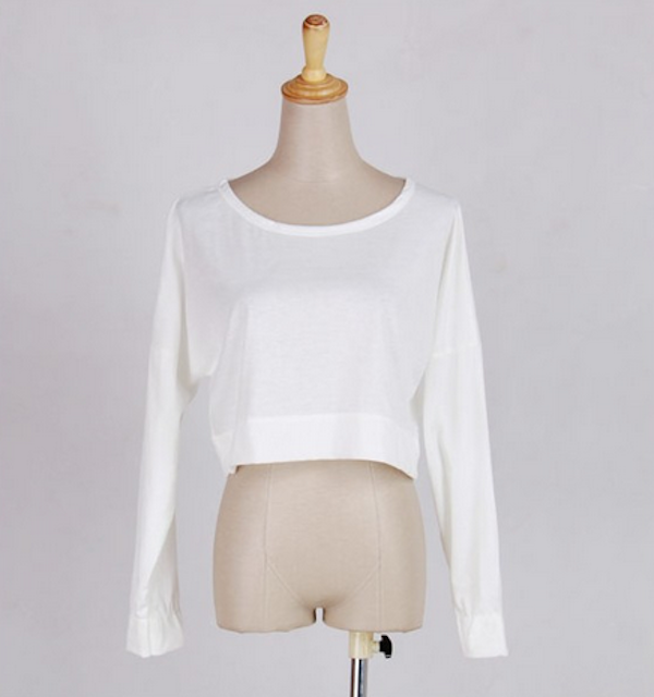 WT21566 Stylish Basic Crop Top White