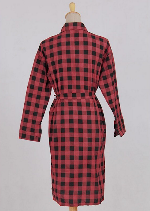 WT21577 Waist Tie Long Top Red
