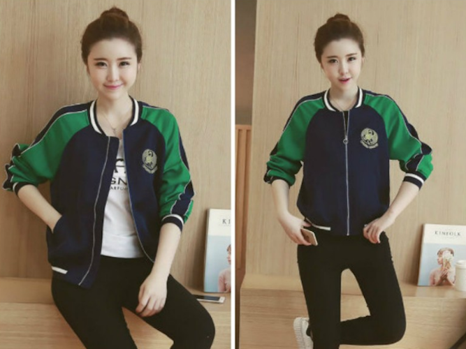 WJ21622 Stylish Front Zip Jacket Green