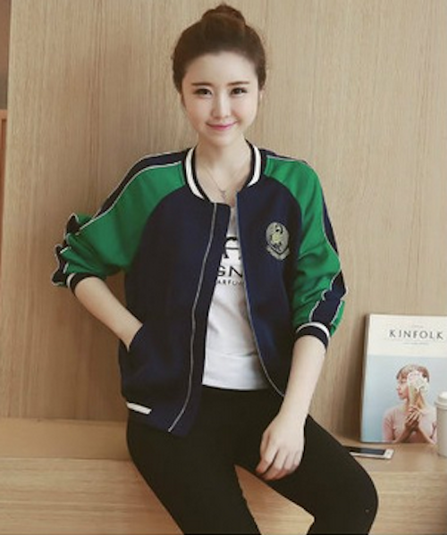 WJ21622 Stylish Front Zip Jacket Green