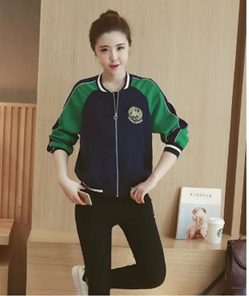 WJ21622 Stylish Front Zip Jacket Green