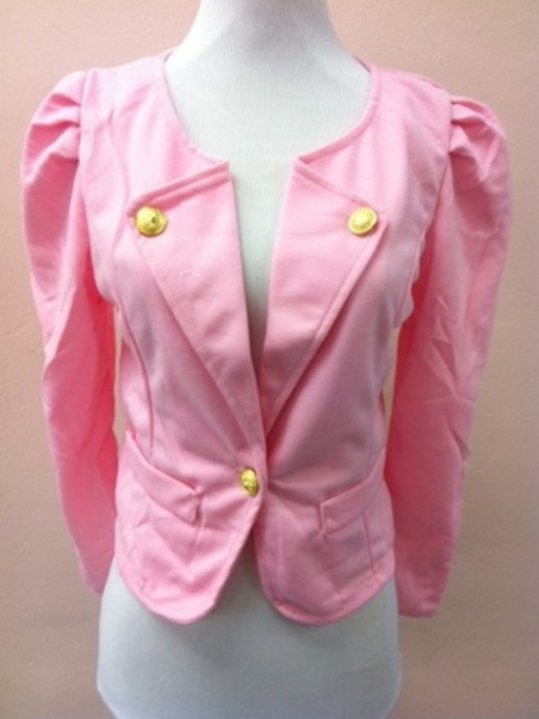 WJ21635 Sweet Puffy Sleeves Coat Pink