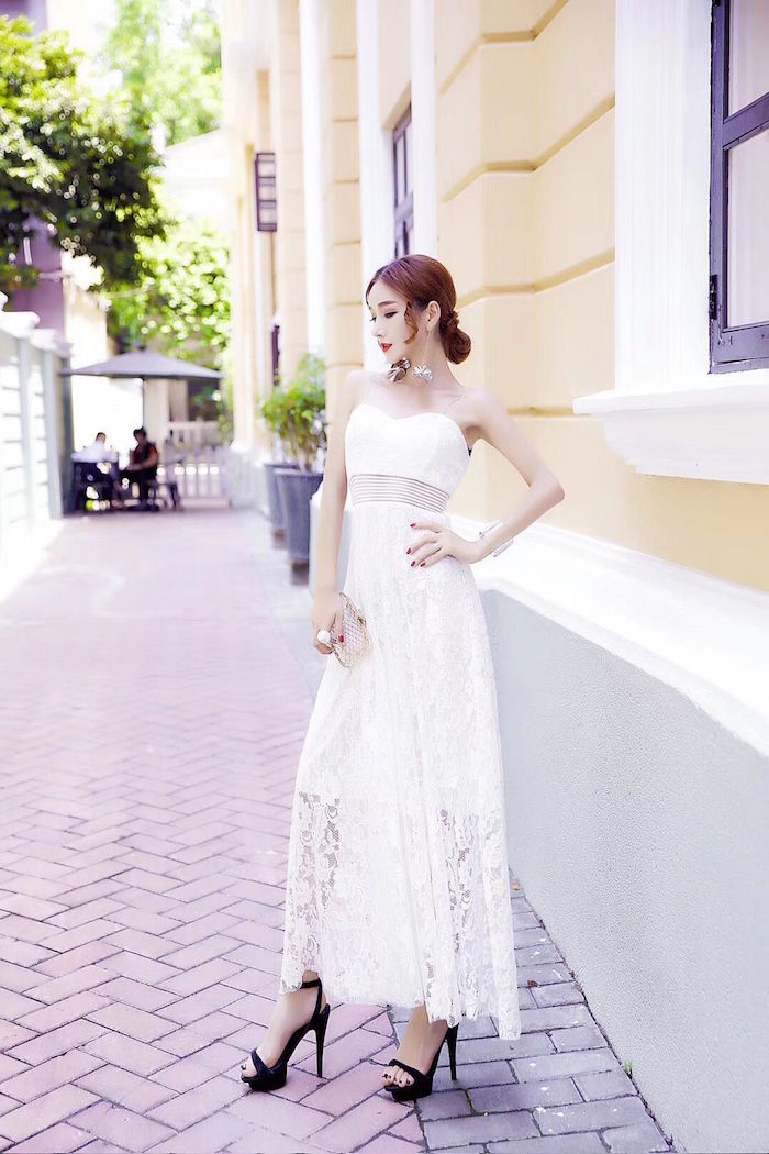 GW2253 Pretty Maxi Lace Dress White