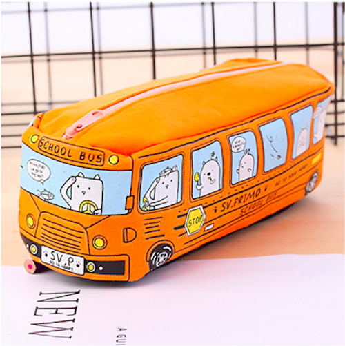 ST-502 Cute Bus Canvas Pencil Case Orange