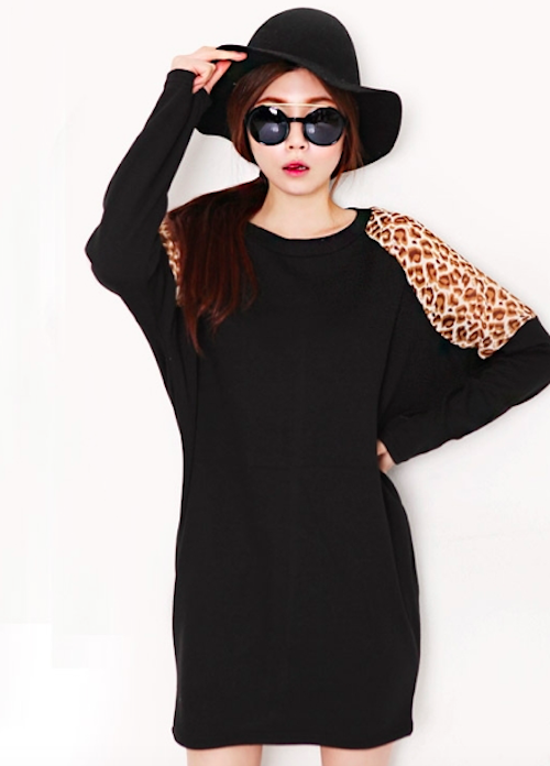 BM71110 Long Sleeves Loose Dress Black