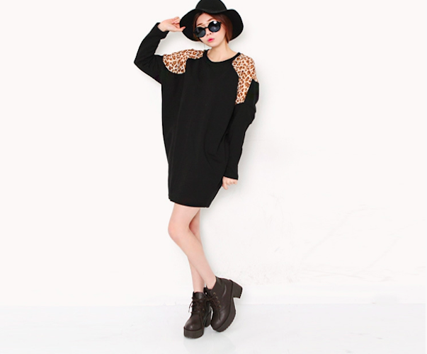 BM71110 Long Sleeves Loose Dress Black
