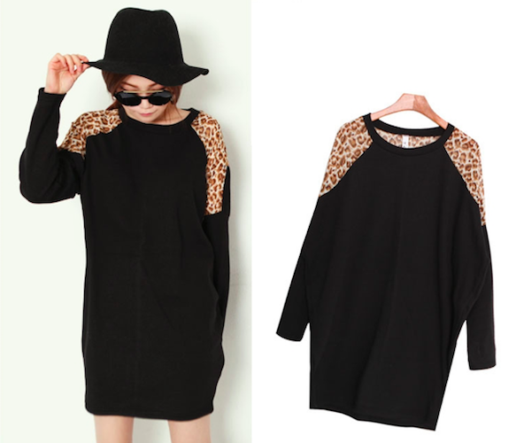 BM71110 Long Sleeves Loose Dress Black