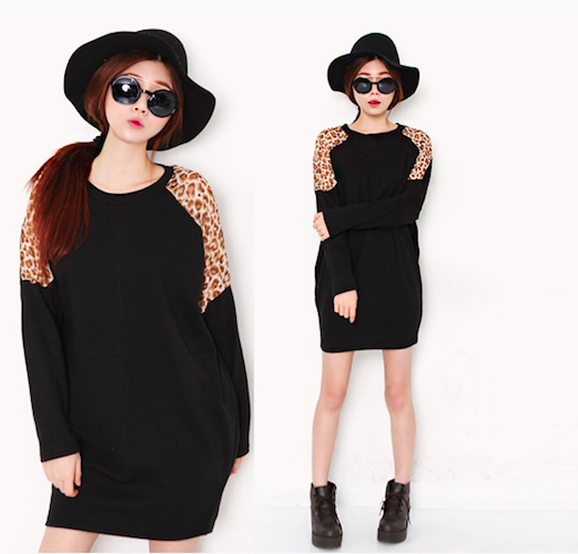 BM71110 Long Sleeves Loose Dress Black