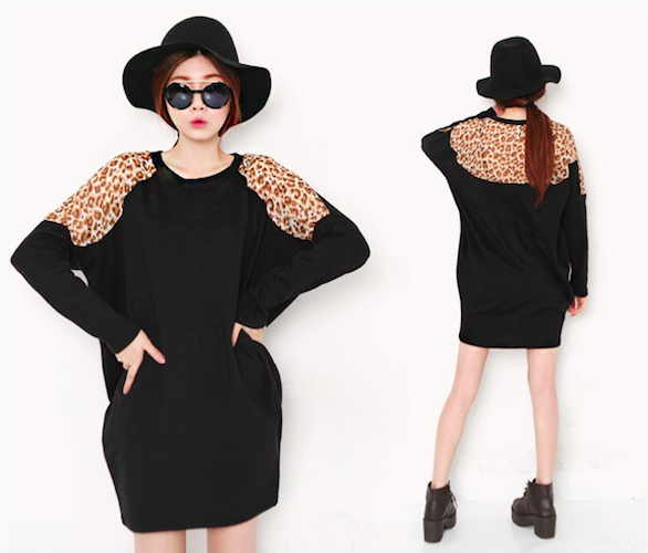 BM71110 Long Sleeves Loose Dress Black