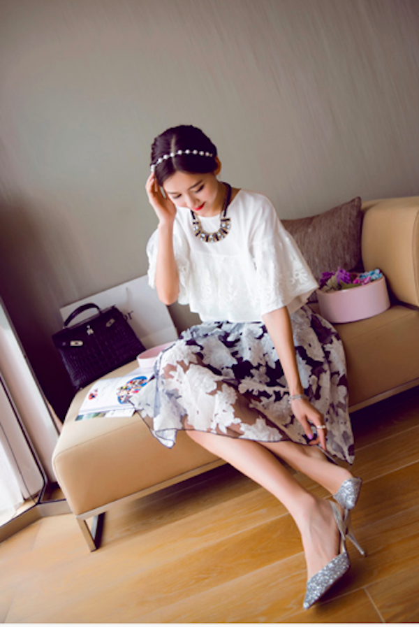 BM71112 Lace Ruffle Top White