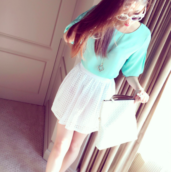 BM71113 Puffy Sleeves Blouse Green