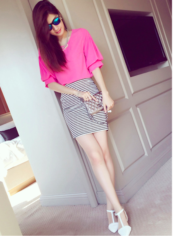 BM71113 Puffy Sleeves Blouse Pink