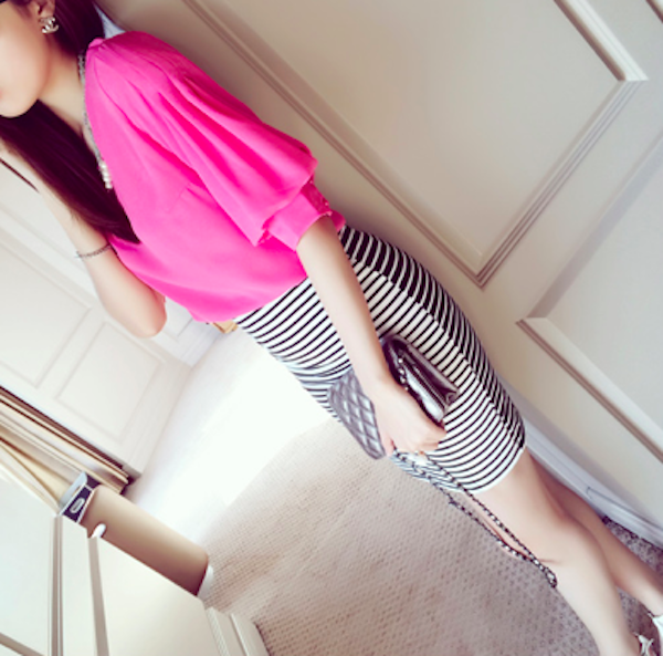 BM71113 Puffy Sleeves Blouse Pink