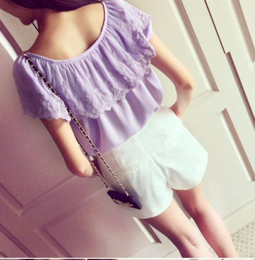 BM71114 Vintage Lace Top Purple