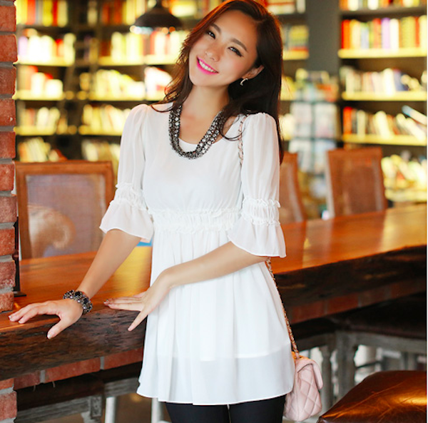 BM71116 Lovely A-line Blouse White