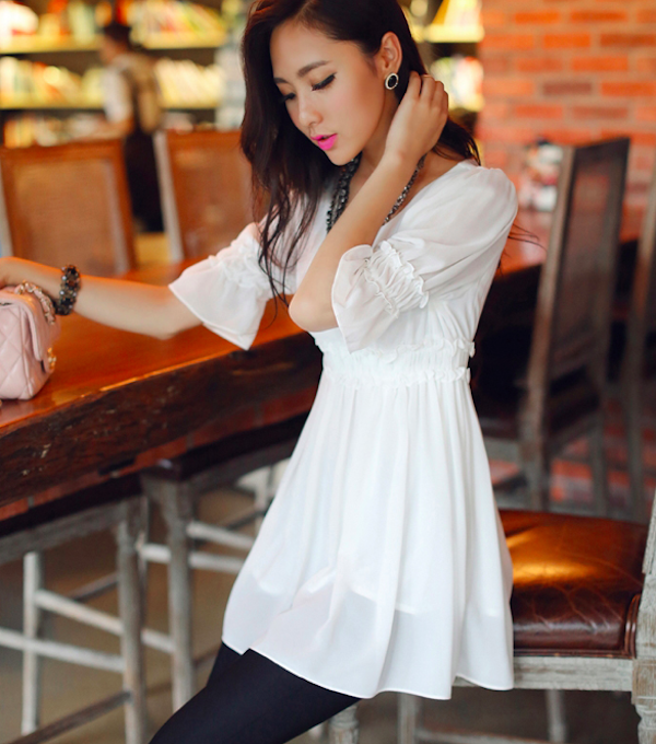BM71116 Lovely A-line Blouse White