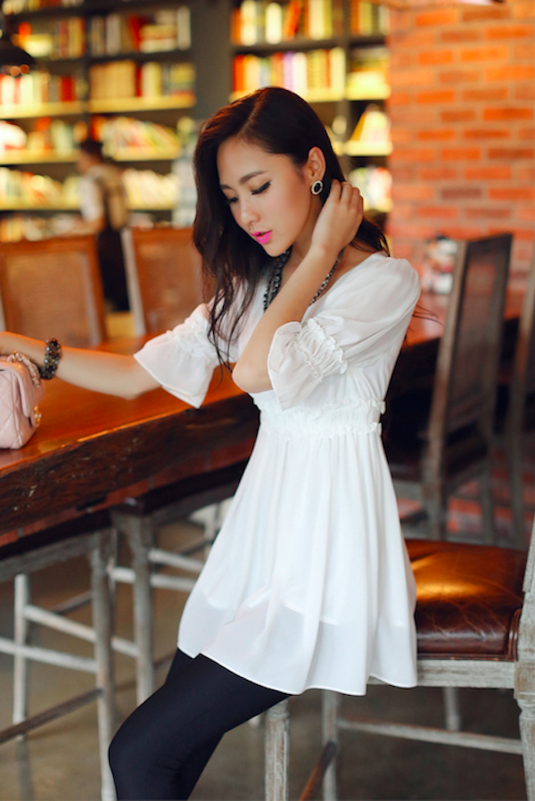 BM71116 Lovely A-line Blouse White
