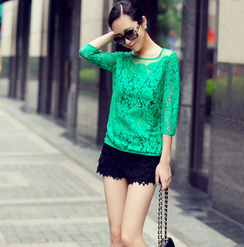 BM71119 Stylish Lace Top Green