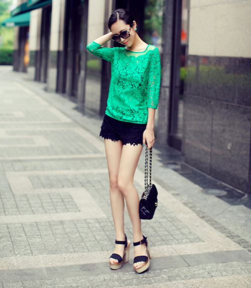 BM71119 Stylish Lace Top Green
