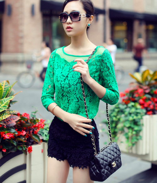 BM71119 Stylish Lace Top Green