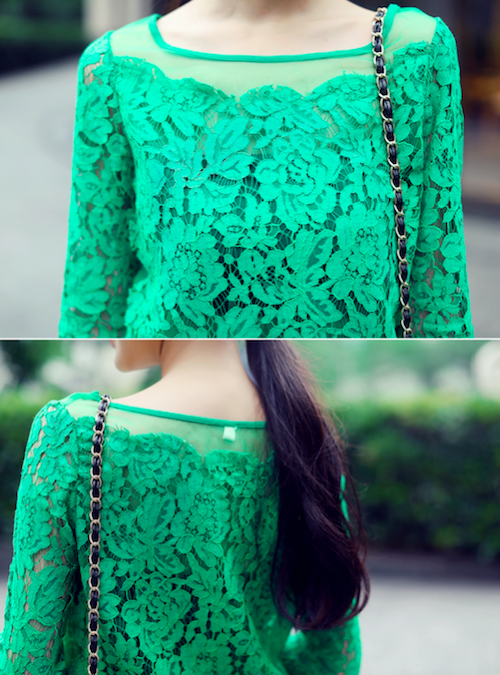 BM71119 Stylish Lace Top Green