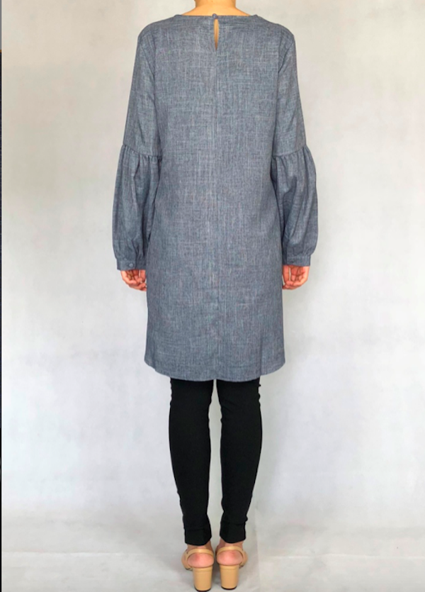 BM71127 Stylish Lantern Sleeves Top Grey