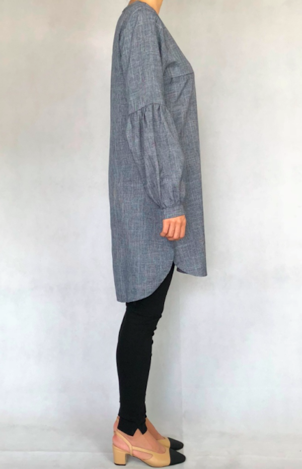 BM71127 Stylish Lantern Sleeves Top Grey