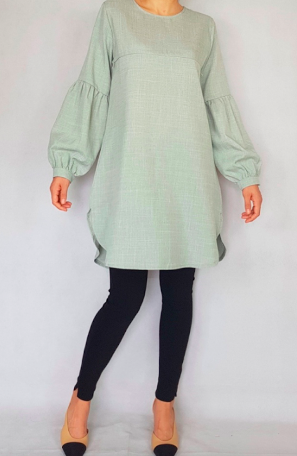 BM71127 Stylish Lantern Sleeves Top Mint