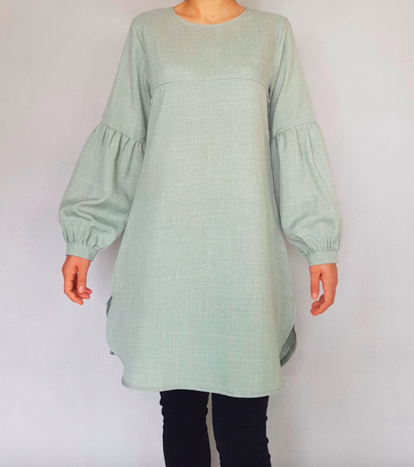 BM71127 Stylish Lantern Sleeves Top Mint