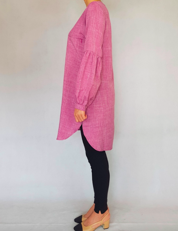 BM71127 Stylish Lantern Sleeves Top Pink