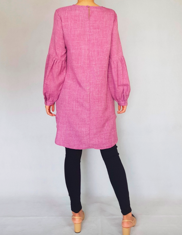 BM71127 Stylish Lantern Sleeves Top Pink