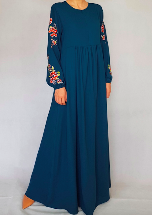 BM70964 Embroidered Jubah Teal