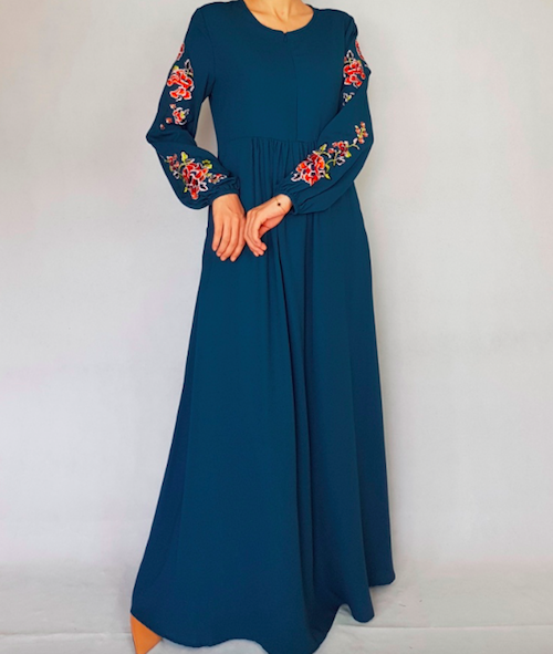 BM70964 Embroidered Jubah Teal