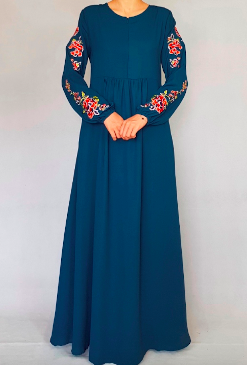 BM70964 Embroidered Jubah Teal
