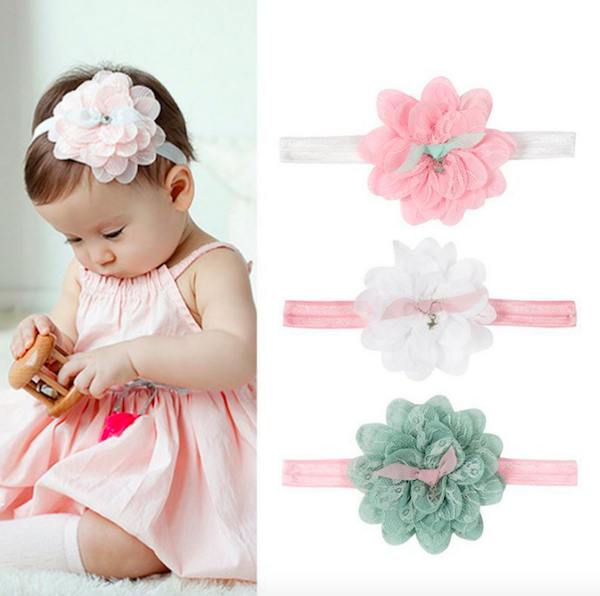 BS900 Baby Flower Headband Pink